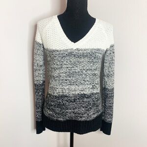 SO Cozy Black and White V-Neck Sweater